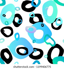 Light BLUE vector seamless cover with circles. Glitter abstract illustration with blurred drops of rain. Pattern for trendy fabric, wallpapers.