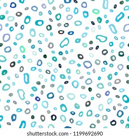 Light BLUE vector seamless cover with circles. Glitter abstract illustration with blurred drops of rain. Pattern for trendy fabric, wallpapers.