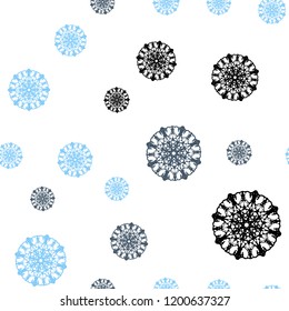 Light BLUE vector seamless cover with beautiful snowflakes. Decorative shining illustration with snow on abstract template. Pattern for trendy fabric, wallpapers.