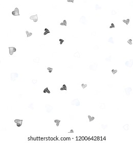 Light BLUE vector seamless cover with Shining hearts. Blurred decorative design in doodle style with hearts. Template for Valentine's greeting postcards.