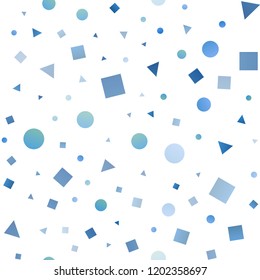 Light BLUE vector seamless cover in polygonal style with circles. Abstract gradient illustration with circles, triangles, cubes. Pattern for design of fabric, wallpapers.