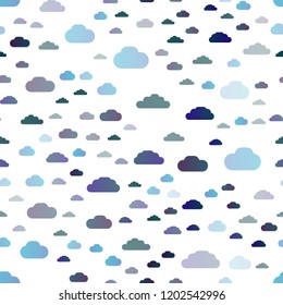 Light BLUE vector seamless cover with clouds. Modern illustration with colorful gradient clouds. Trendy design for wallpaper, fabric makers.