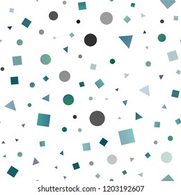 Light BLUE vector seamless cover in polygonal style with circles. Illustration with colorful circles, triangles, rectangles. Template for business cards, websites.
