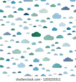 Light BLUE vector seamless cover with clouds. Colorful illustration consisted of abstract clouds. Pattern for design of fabric, wallpapers.