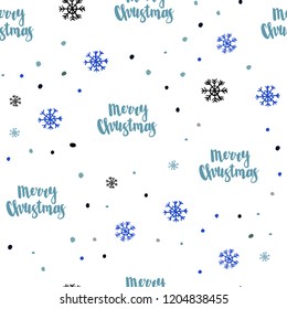 Light BLUE vector seamless cover with beautiful snowflakes. Glitter abstract illustration with crystals of ice. Template for business cards, websites.