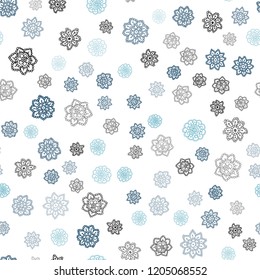 Light BLUE vector seamless cover with beautiful snowflakes. Snow on blurred abstract background with gradient. Trendy design for wallpaper, fabric makers.