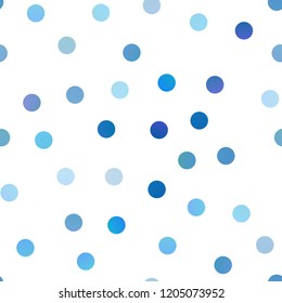 Light BLUE vector seamless cover with spots. Glitter abstract illustration with blurred drops of rain. Completely new template for your brand book.