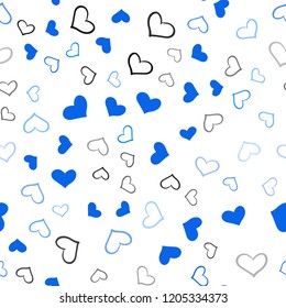 Light BLUE vector seamless cover with Shining hearts. Beautiful colored illustration with hearts in celebration style. Beautiful design for your business advert of anniversary.