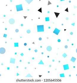 Light BLUE vector seamless cover in polygonal style with circles. Abstract illustration with colorful dots, lines, cubes. Trendy design for wallpaper, fabric makers.