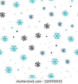Light BLUE vector seamless cover with beautiful snowflakes. Modern geometrical abstract illustration with snowflakes. Template for business cards, websites.