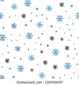 Light BLUE vector seamless cover with beautiful snowflakes. Glitter abstract illustration with crystals of ice. Template for business cards, websites.