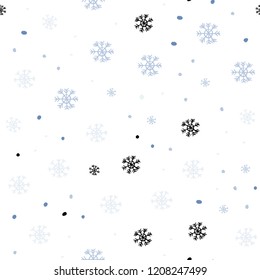 Light BLUE vector seamless cover with beautiful snowflakes. Modern geometrical abstract illustration with snowflakes. Trendy design for wallpaper, fabric makers.