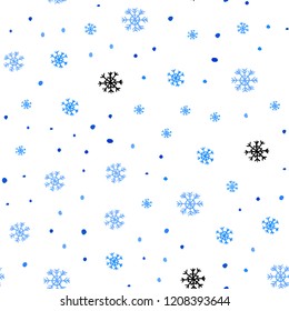 Light BLUE vector seamless cover with beautiful snowflakes. Modern geometrical abstract illustration with snowflakes. Trendy design for wallpaper, fabric makers.