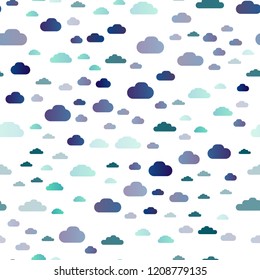 Light BLUE vector seamless cover with clouds. Modern illustration with colorful gradient clouds. Pattern for trendy fabric, wallpapers.