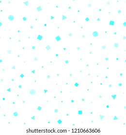 Light BLUE vector seamless cover with polygonal style with circles. Glitter abstract illustration with spheres, squares, lines. Pattern for trendy fabric, wallpapers.