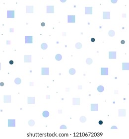 Light BLUE vector seamless cover with circles, cubes. Abstract backdrop with colorful circles, rectangles. Pattern for design of window blinds, curtains.