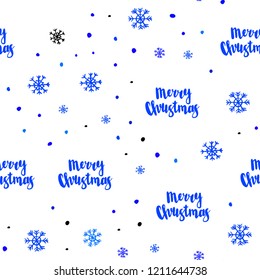 Light BLUE vector seamless cover with beautiful snowflakes. Shining colorful illustration with snow in christmas style. Pattern for trendy fabric, wallpapers.