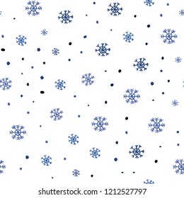 Light BLUE vector seamless cover with beautiful snowflakes. Colorful snowflakes with gradient on abstract background. Design for textile, fabric, wallpapers.