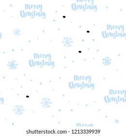 Light BLUE vector seamless cover with beautiful snowflakes. Colorful snowflakes with gradient on abstract background. Pattern for design of window blinds, curtains.