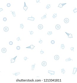 Light BLUE vector seamless cover with cuisine gourmet. Blurred decorative design of snacks in doodle style. Doodle design for your business advert of cafes.