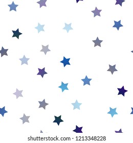 Light BLUE vector seamless cover with small and big stars. Decorative shining illustration with stars on abstract template. The template can be used as a background.