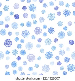 Light BLUE vector seamless cover with beautiful snowflakes. Glitter abstract illustration with crystals of ice. Pattern for design of fabric, wallpapers.