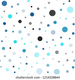 Light BLUE vector seamless cover with spots. Abstract illustration with colored bubbles in nature style. Design for textile, fabric, wallpapers.