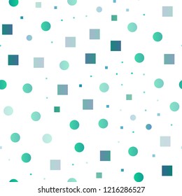 Light BLUE vector seamless cover with circles, cubes. Decorative design in abstract style with circles, rectangles. Pattern for trendy fabric, wallpapers.