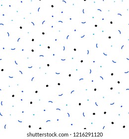 Light BLUE vector seamless cover with spots, lines. Illustration with set of colorful abstract circles and lines. Template for business cards, websites.