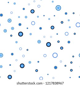 Light BLUE vector seamless cover with spots. Abstract illustration with colored bubbles in nature style. Design for textile, fabric, wallpapers.