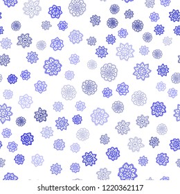Light BLUE vector seamless cover with beautiful snowflakes. Shining colored illustration with snow in christmas style. Template for business cards, websites.