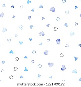 Light BLUE vector seamless cover with Shining hearts. Hearts on blurred abstract background with colorful gradient. Beautiful design for your business advert of anniversary.