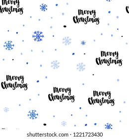 Light BLUE vector seamless cover with beautiful snowflakes. Shining colorful illustration with snow on abstract template. Pattern for design of window blinds, curtains.