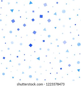 Light BLUE vector seamless cover with polygonal style with circles. Abstract gradient illustration with circles, triangles, cubes. Pattern for design of fabric, wallpapers.