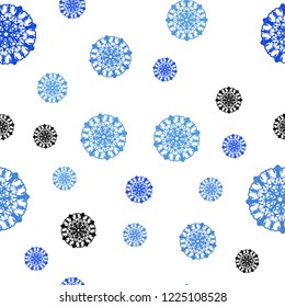 Light BLUE vector seamless cover with beautiful snowflakes. Shining colored illustration with snow in christmas style. Pattern for design of fabric, wallpapers.