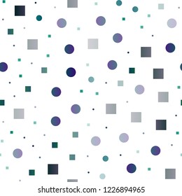 Light BLUE vector seamless cover with circles, cubes. Decorative design in abstract style with circles, rectangles. Pattern for design of fabric, wallpapers.