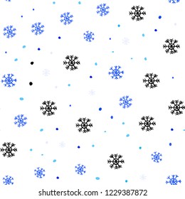 Light BLUE vector seamless cover with beautiful snowflakes. Shining colorful illustration with snow in christmas style. Design for textile, fabric, wallpapers.