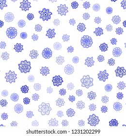 Light BLUE vector seamless cover with beautiful snowflakes. Glitter abstract illustration with crystals of ice. Pattern for design of window blinds, curtains.