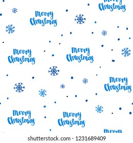 Light BLUE vector seamless cover with beautiful snowflakes. Shining colorful illustration with snow in christmas style. Trendy design for wallpaper, fabric makers.