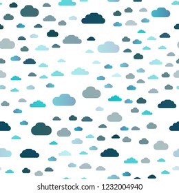 Light BLUE vector seamless cover with clouds. Illustration with abstract gradient clouds. Pattern for trendy fabric, wallpapers.