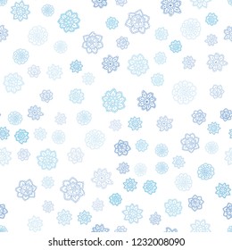 Light BLUE vector seamless cover with beautiful snowflakes. Modern geometrical abstract illustration with crystals of ice. Trendy design for wallpaper, fabric makers.