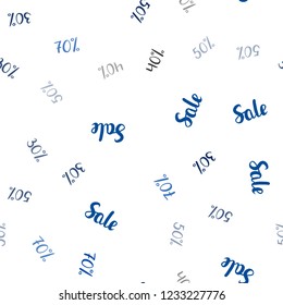 Light BLUE vector seamless cover with symbols of 30, 40, 50 % sales. Abstract illustration with colorful gradient symbols of sales. Backdrop for mega promotions, discounts.