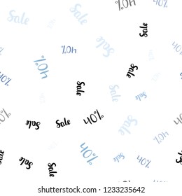 Light BLUE vector seamless cover with symbols of 40 % sales. Gradient illustration with discount signs on white backdrop. Design for business ads, commercials.