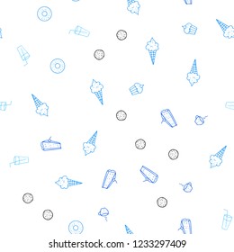 Light BLUE vector seamless cover with cuisine gourmet. Beautiful colored illustration with food in doodle style. Pattern for menu of cafes, bars, restaurants.