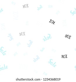 Light BLUE vector seamless cover with symbols of 70 % sales. Colorful set of  percentage signs in simple style. Backdrop for ads, leaflets of Black Friday.