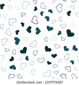 Light BLUE vector seamless cover with Shining hearts. Blurred decorative design in doodle style with hearts. Pattern can be used for valentine's ad, booklets.