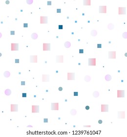 Light BLUE vector seamless cover with circles, cubes. Glitter abstract illustration with cubes, circles. Trendy design for wallpaper, fabric makers.