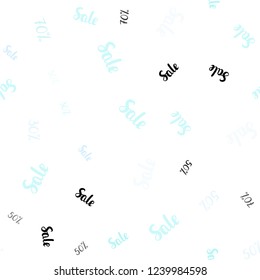 Light BLUE vector seamless cover with symbols of 30, 50, 70 % sales. Abstract illustration with colorful gradient symbols of sales. Template for season sales, shopping ads.