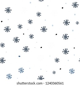 Light BLUE vector seamless cover with beautiful snowflakes. Shining colorful illustration with snow in christmas style. Pattern for trendy fabric, wallpapers.