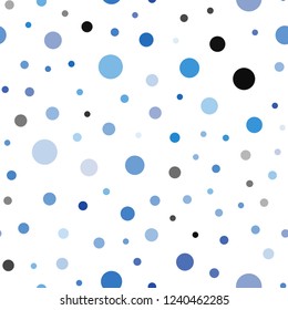 Light BLUE vector seamless cover with spots. Illustration with set of shining colorful abstract circles. Pattern for trendy fabric, wallpapers.